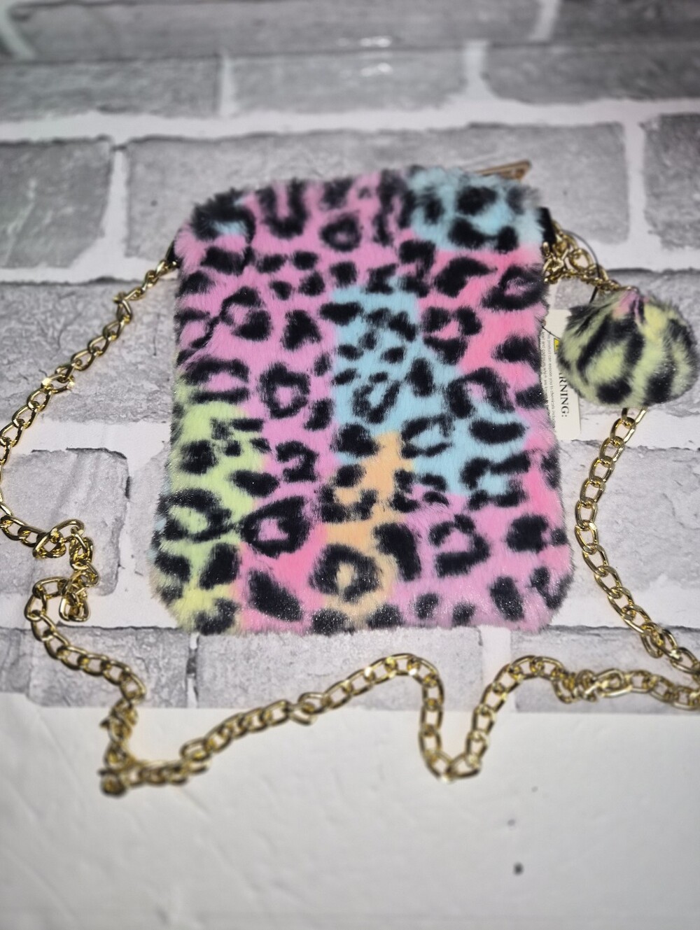 NWT Faux Fur Leopard Crossbody Bag - Multicolor